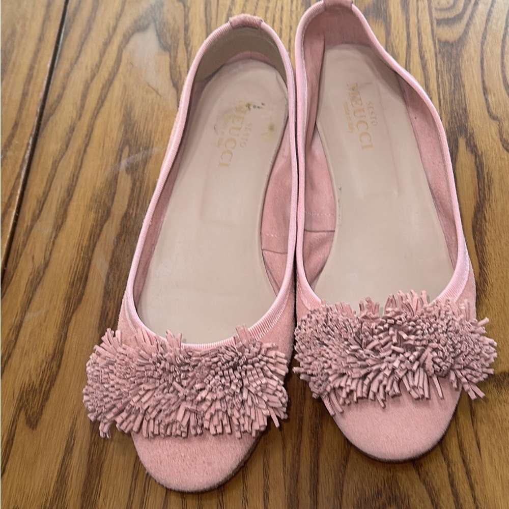 Sesto Meucci Pink Suede Loafers with Fringe size 8M - Picture 5 of 9